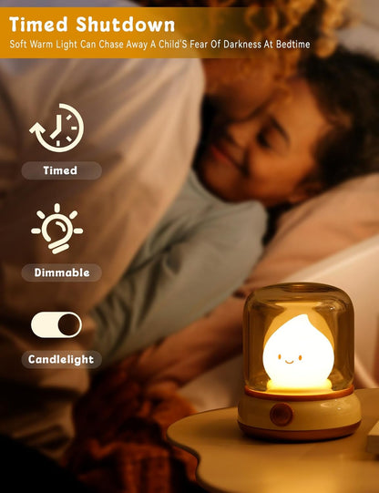 Cute Ghost Campfire Lamp, Halloween Decor,Kids Night Light，Adjustable Dimmable Rechargeable Night