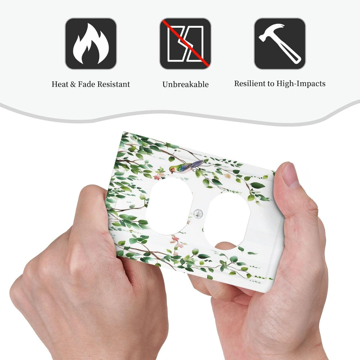 Outlet Covers Green Leaves Bird Eucalyptus Sage Plant 1 Gang Duplex Light Switch Cover Decorative