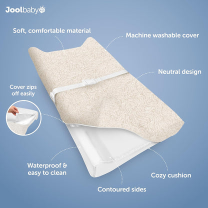 Jool Baby Soft Changing Pad + Washable Cover, Non-Slip - Fits Standard Changing Tables & Dressers