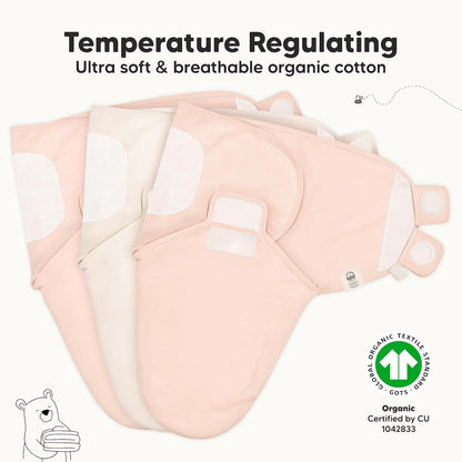 3-Pack Organic Baby Swaddle Sleep Sacks - Swaddles for Newborns, Infant 3-6 Months, Baby Girls