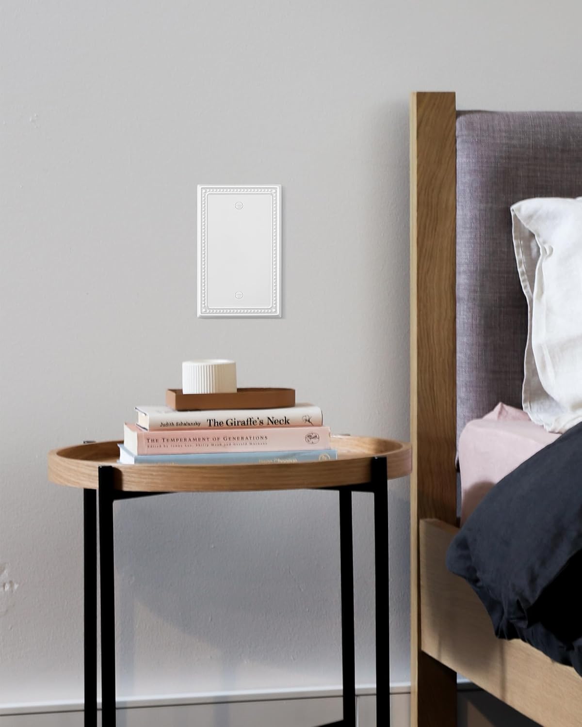 2-Pack Blank Outlet Cover Wall Plate, Metal Switch Plates Outlet Covers, Pure White Pearls Beaded