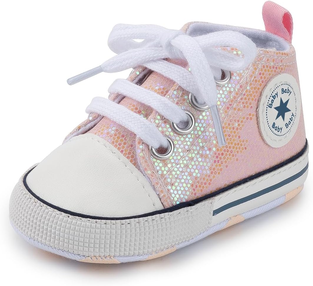 Unisex Baby Girls Boys Canvas High-top Shoes, Newborn Infant Anti-Slip Soft Sole Frist Walking