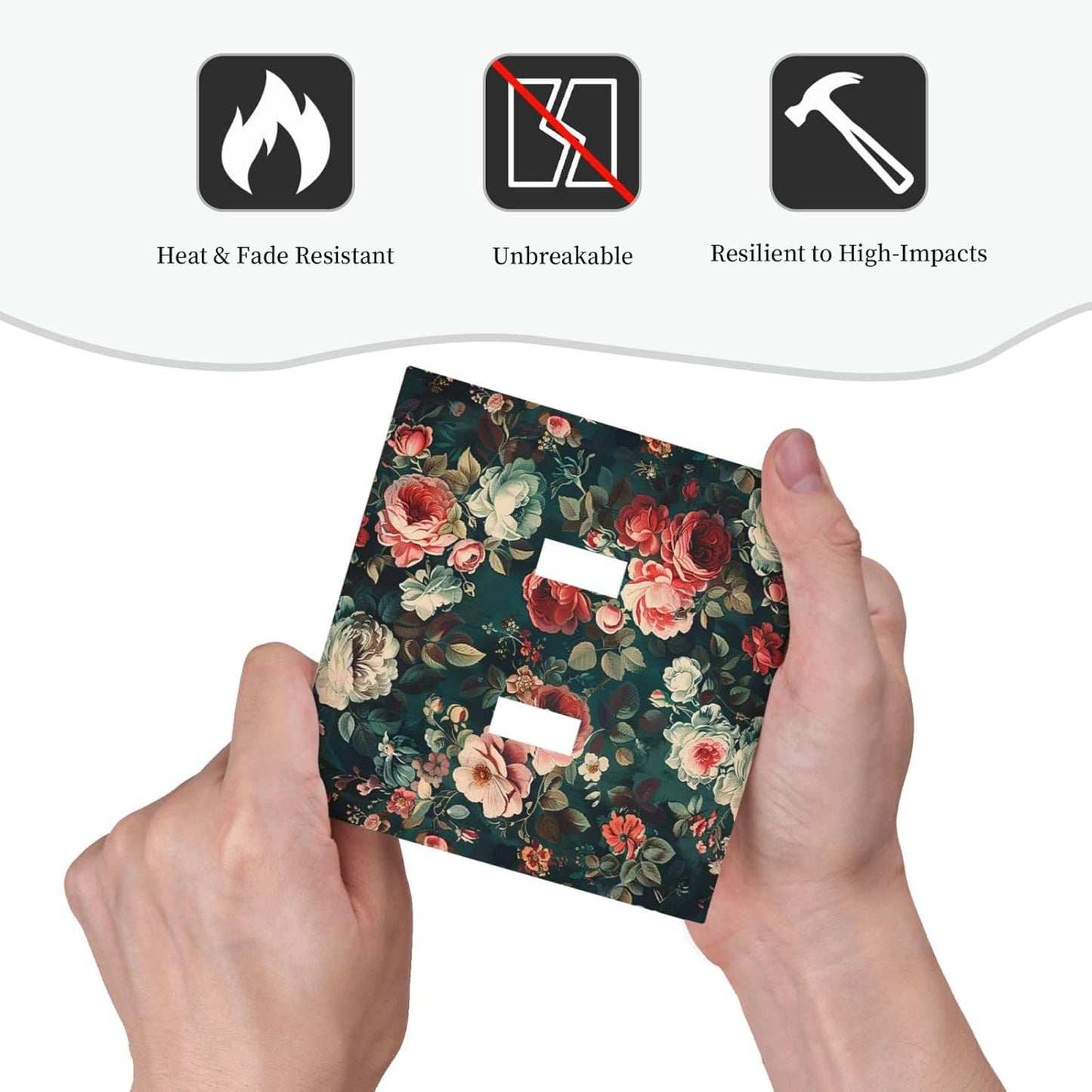 Decorative Switch Plates Baroque Vintage Peony Flower Floral 2 Gang Double Toggle Outlet Light