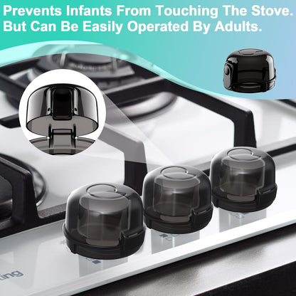 Stove Knob Safety Covers for Child Baby Proofing Kitchen Universal Size Gas Knob Covers Clear View