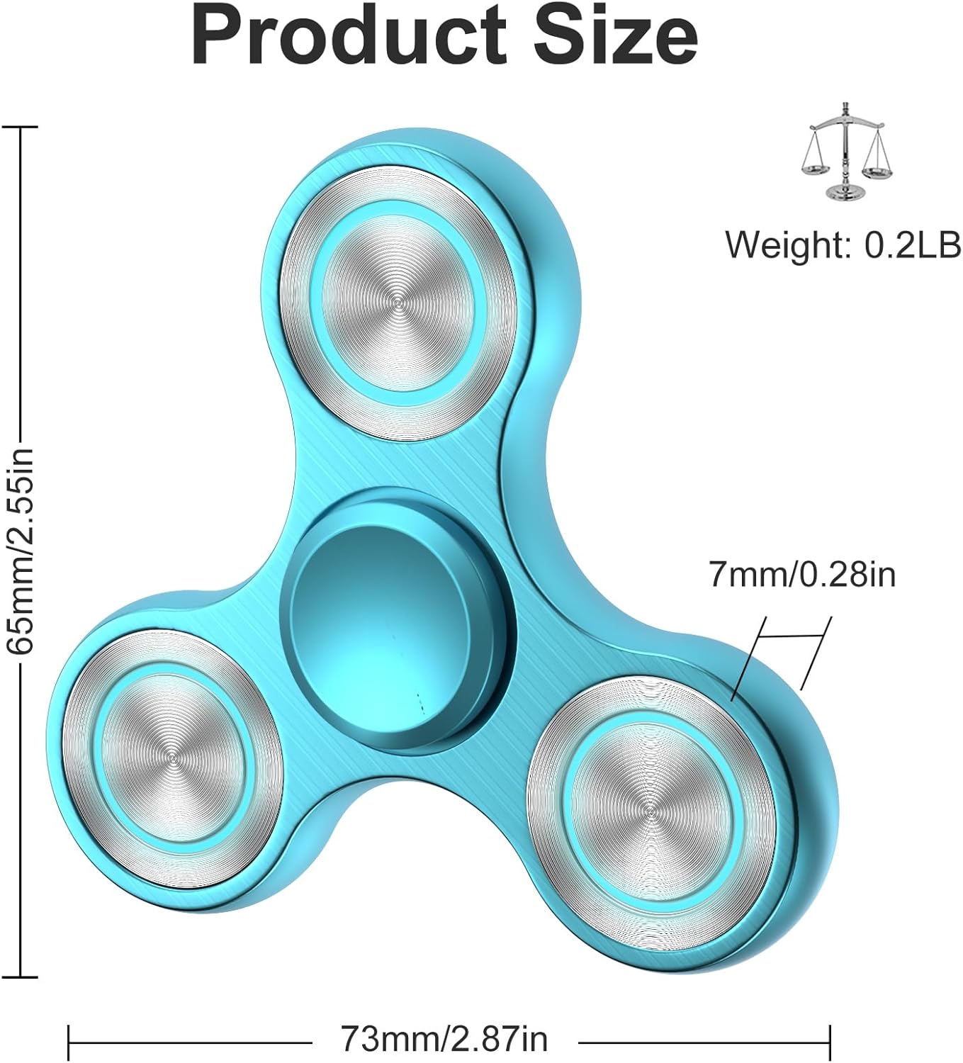 Fidget Spinners Toy, Metal Stainless Steel Bearing High Speed 4-8 Min Spins, EDC ADHD Stress