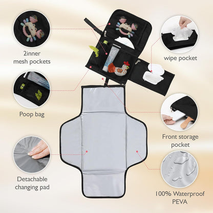 Portable Baby Diaper Changing Pad Smart Organized Diaper Changing Travel Bag with Wipe Dispenser