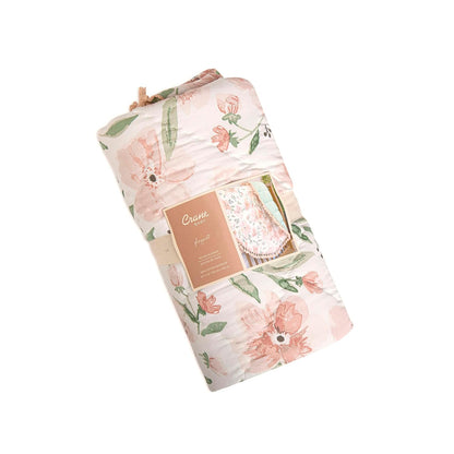 Crane Baby Padded Floor Mat, Pink Floral Nursery Decor, Activity Mat, 40" x 40", Baby Tummy Time