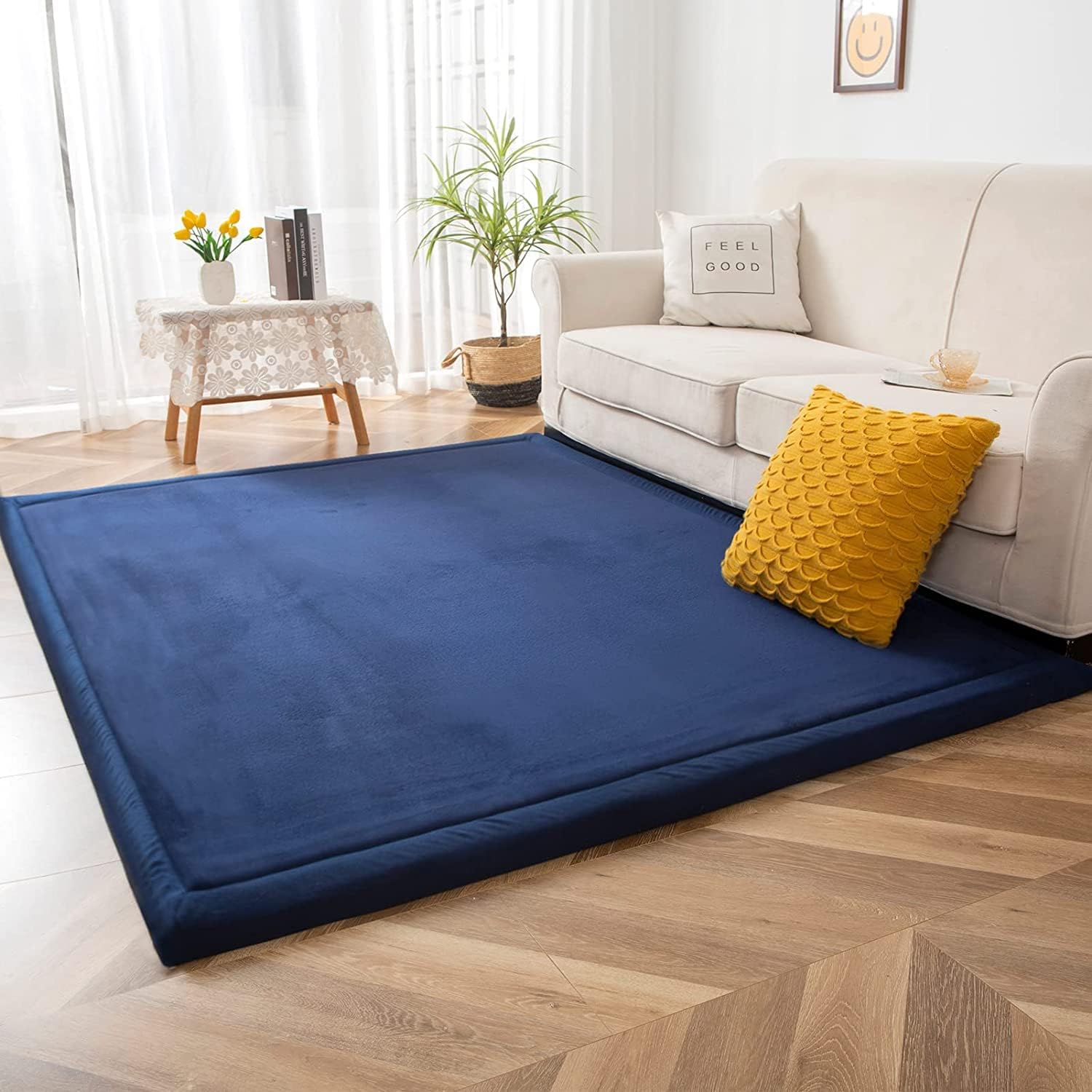 MAXYOYO Baby Play Mat, 1.2" Thick Memory Foam Soft Padded Carpet with Non-Slip Backing, 5x7 ft