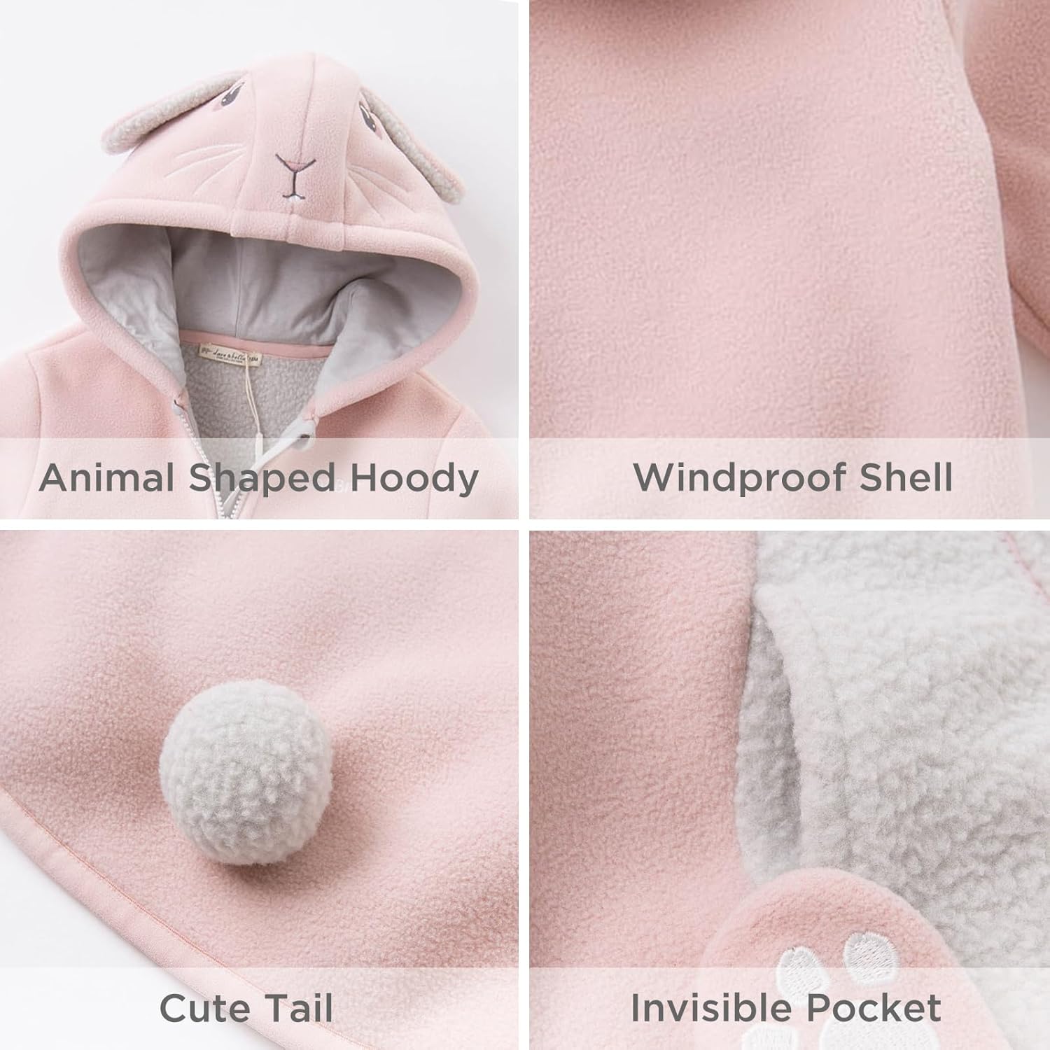 DAVE&BELLA Toddler Fleece Jacket, Baby Boys Girls Animal-shaped Hooded Zipper Long Sleeve Warm
