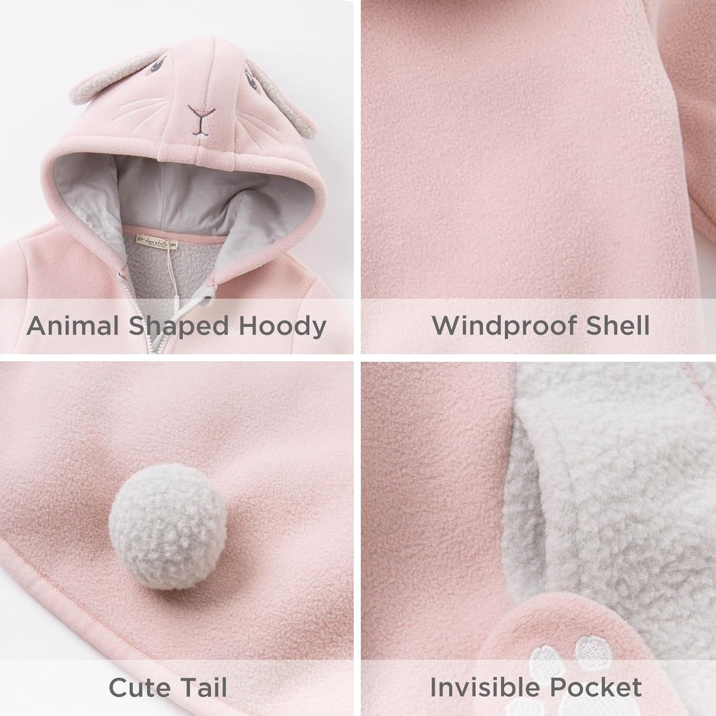 DAVE&BELLA Toddler Fleece Jacket, Baby Boys Girls Animal-shaped Hooded Zipper Long Sleeve Warm