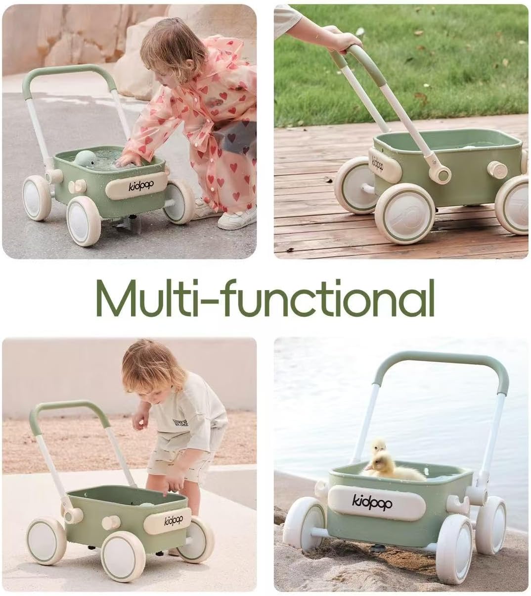 Kidpop PULA 2-in-1 Push and Pull-Along Wagon, Baby Push Walker for First Learner from 7 Month to 4