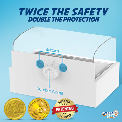 Clear Outlet Cover Box [Patented] Double Lock for Much Better Toddler Proofing, Easier Operation