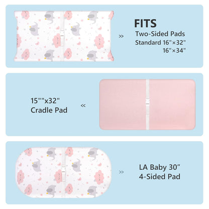 TILLYOU Changing Pad Cover Set in Soft Jersey Material - Fits 32"/34''x16 Contoured Pad for