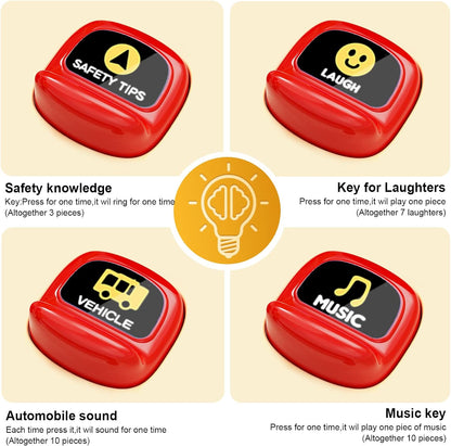 HONGTUO School Bus Toy with Sound and Light Simulation Steering Wheel Driving Toy Toddlers School