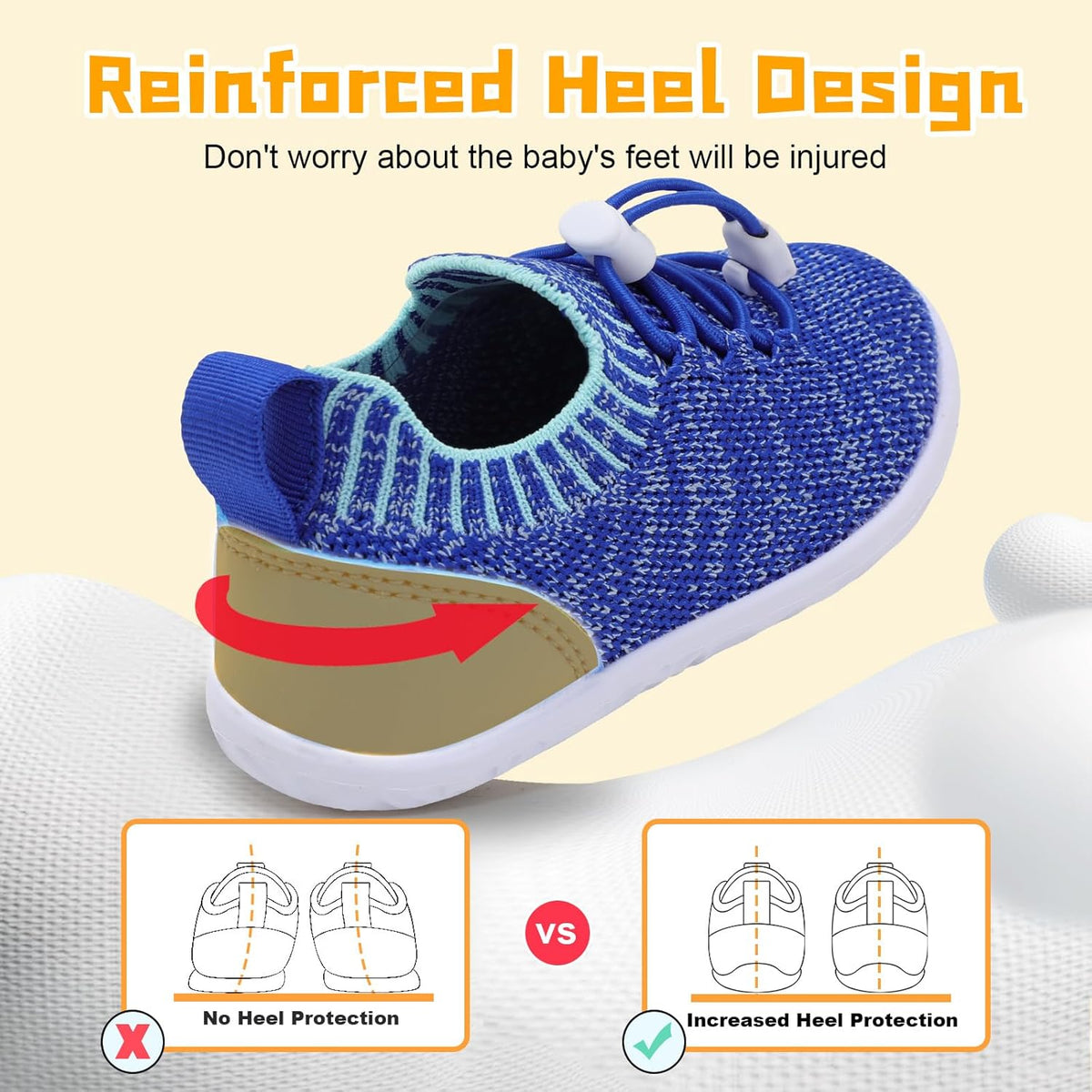 FEETCITY Baby Shoes Boys Girls First Walking Shoes Lightweight Infant Sneakers Slip On Shoe