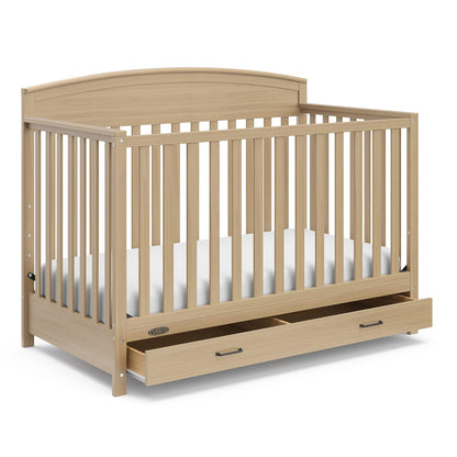 Graco Benton 5-In-1 Convertible Crib With Drawer (Driftwood) - Converts From Baby Crib To Toddler