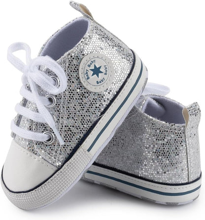 Unisex Baby Girls Boys Canvas High-top Shoes, Newborn Infant Anti-Slip Soft Sole Frist Walking