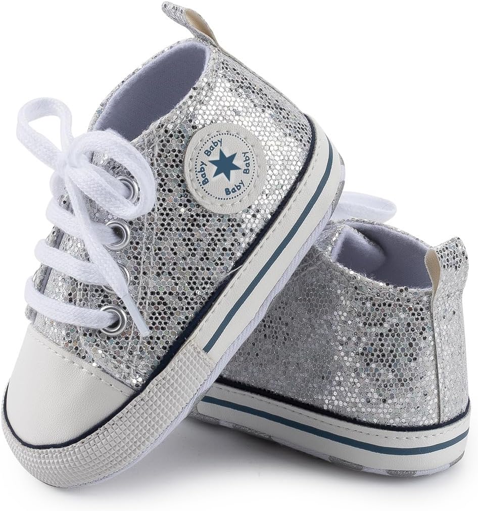 Unisex Baby Girls Boys Canvas High-top Shoes, Newborn Infant Anti-Slip Soft Sole Frist Walking