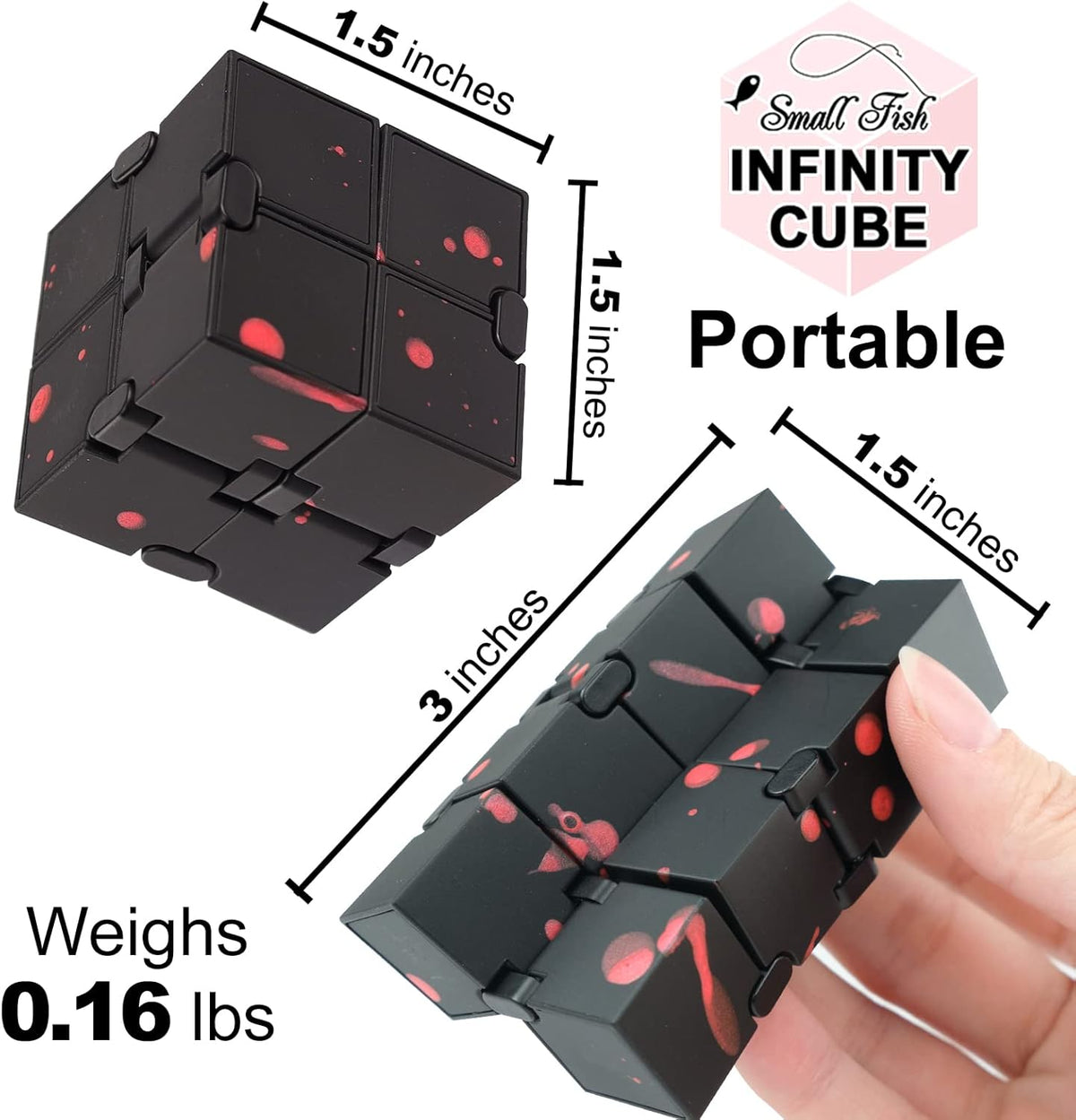SMALL FISH Fidget Infinity Cube - Built-in Metal Never Ending Infinity Cube, Cool Sensory Infinite
