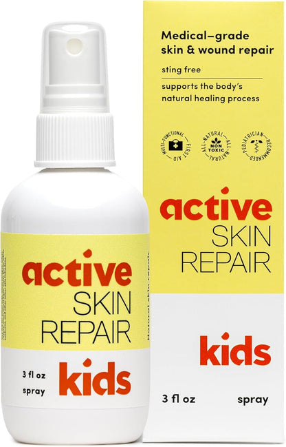 Active Skin Repair Kids First Aid Spray - Non-Toxic & Natural Antiseptic for Minor Cuts, Wounds