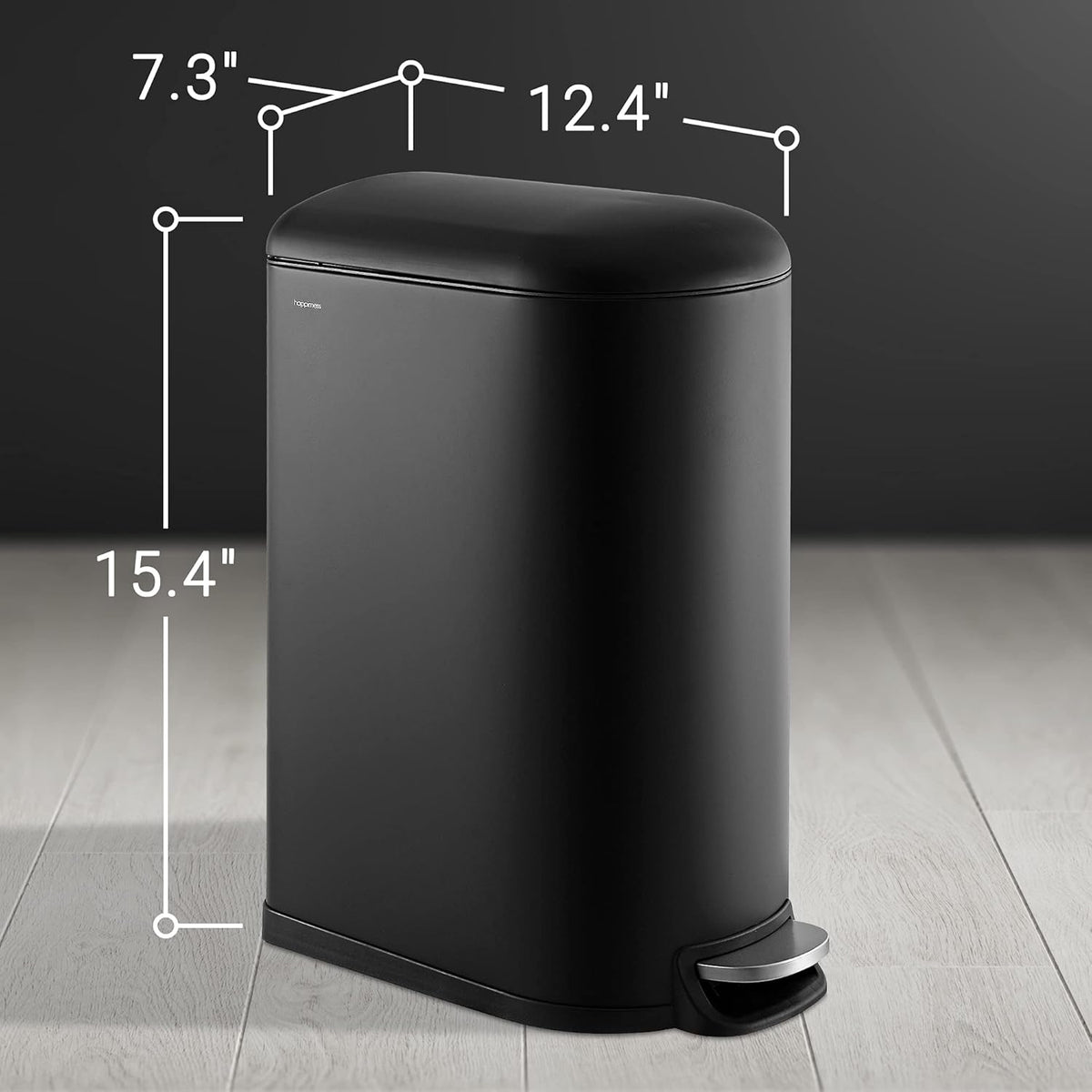 happimess HPM1009B Roland Mini 2.6-Gallon Step-Open Trash Can with Soft-Close Lid, Modern