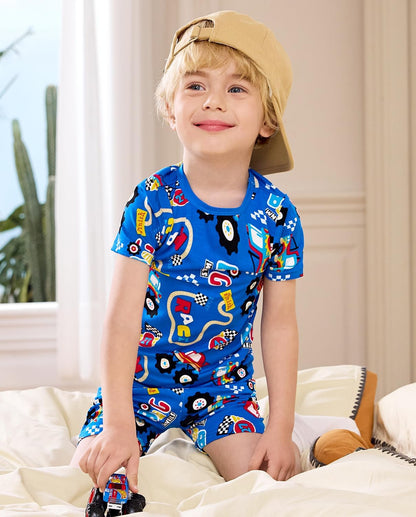 Bamboo Viscose Toddler Animal Pajamas Boys Girls Kids Cool Short Summer 12M-8Y Snug fit Pjs Set 2pcs