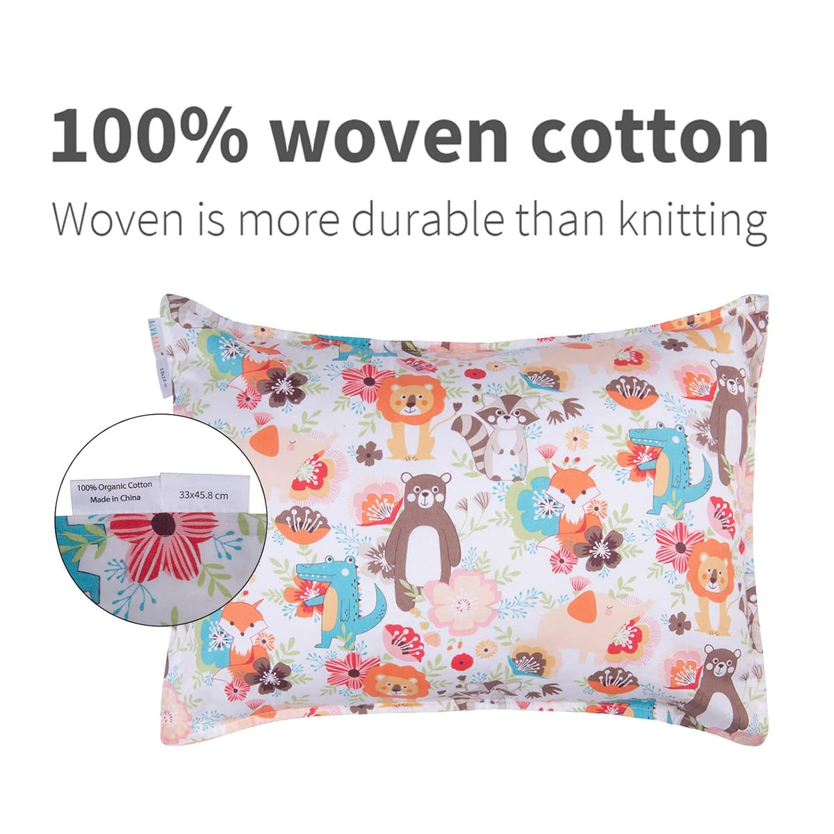 ALVABABY Toddler Pillowcases 2 Pack Organic Cotton Kids Pillow Cover Fit 13"x 18" or 12"x28"
