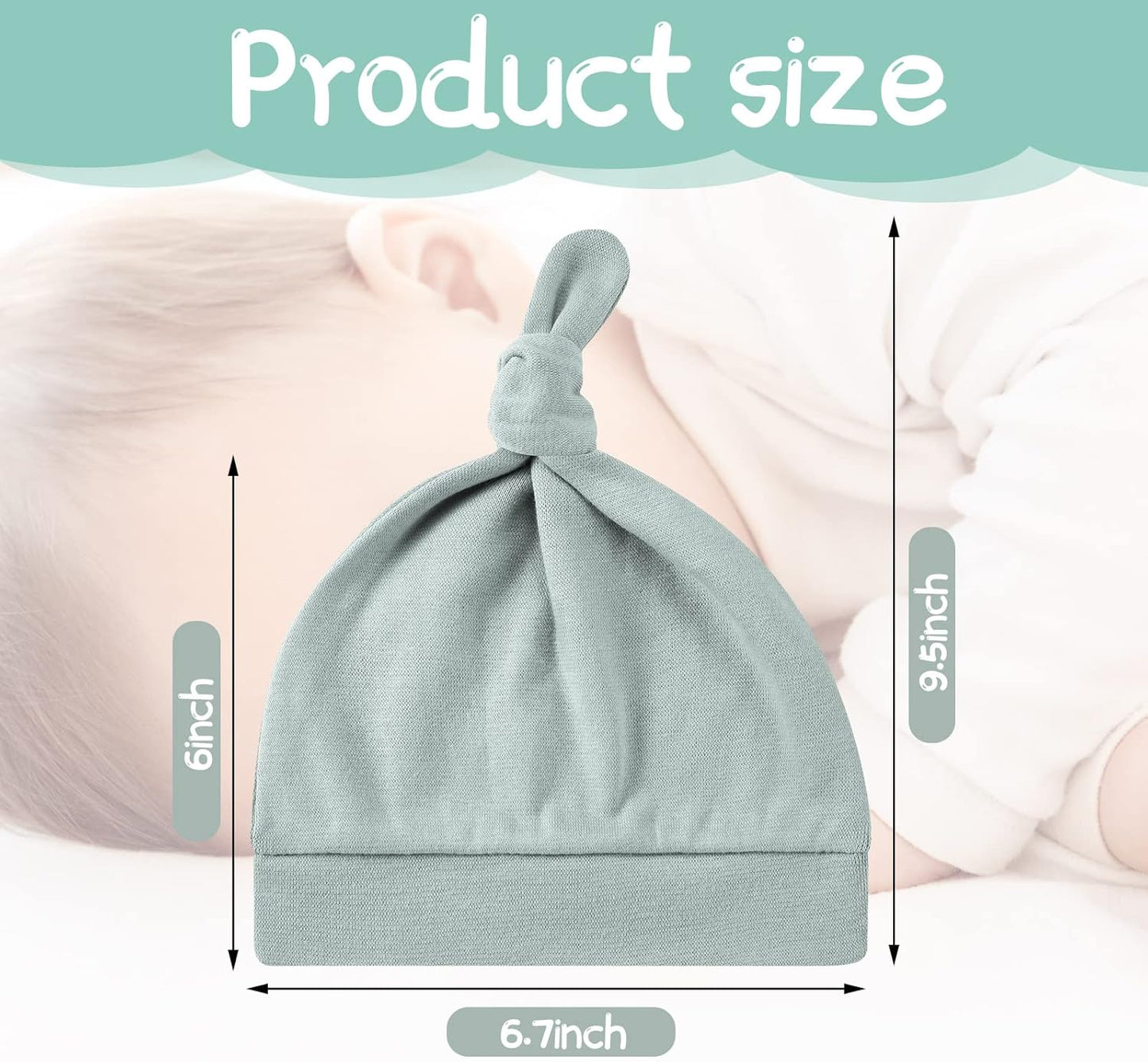 10 Pcs Baby Newborn Hats Set Stretchy Knot Beanie Hats for Boy Girl Baby Cute Cap Infant Beanies