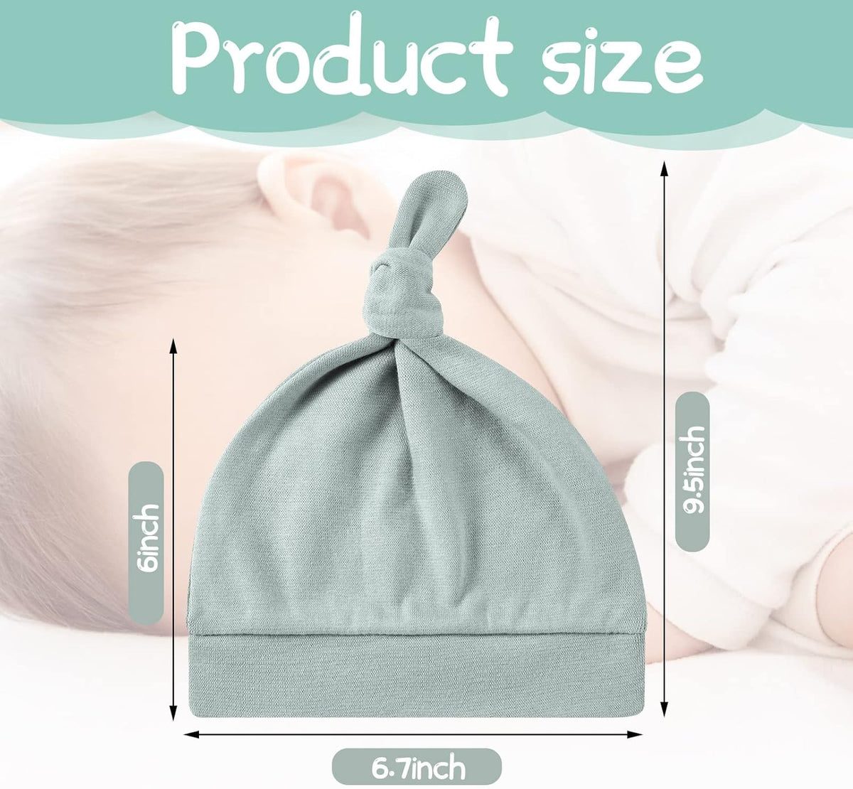 10 Pcs Baby Newborn Hats Set Stretchy Knot Beanie Hats for Boy Girl Baby Cute Cap Infant Beanies