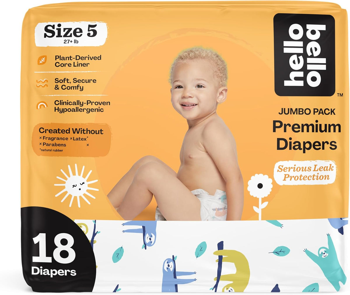 Hello Bello Premium Baby Diapers Size 5, 18 Count of Disposable, Extra-Absorbent, Hypoallergenic