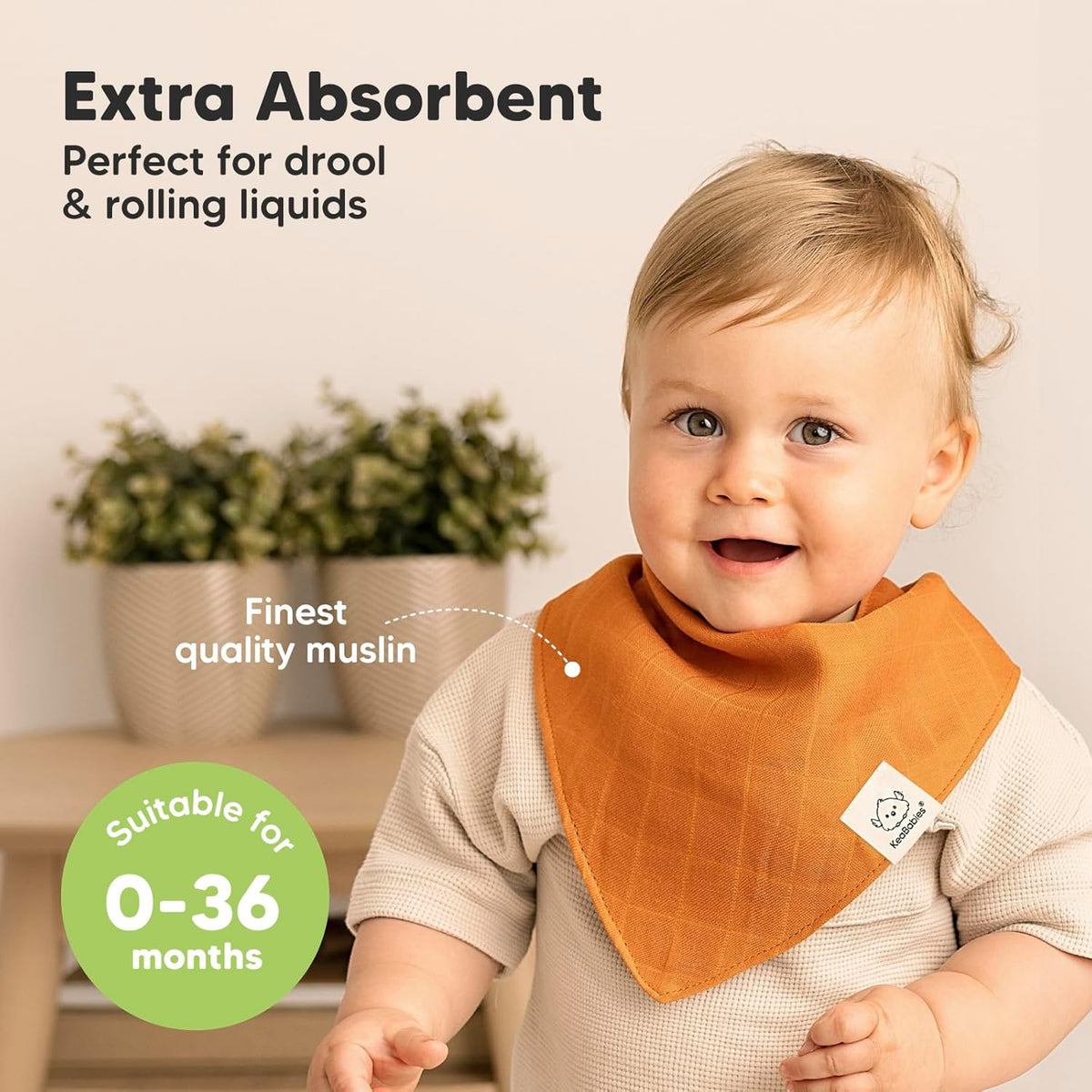 8-Pack Muslin Baby Bibs for Boys, Girls - Muslin Bandana Drool Bibs for Baby Girl & Boy, Drooling