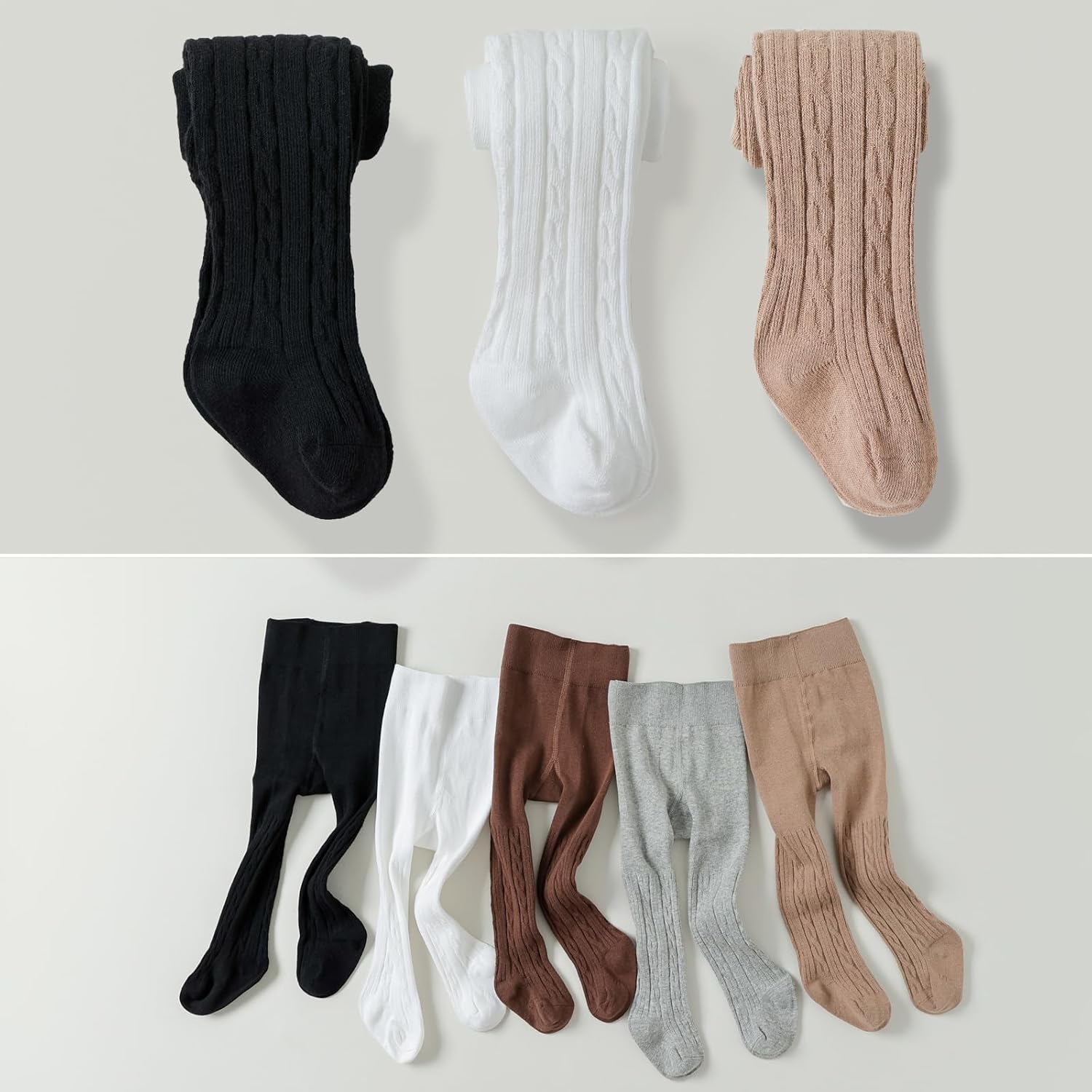 EPEIUS Baby Girl Tights Thick Cable Knit Leggings Stockings Cotton Pantyhose for Newborn Infant