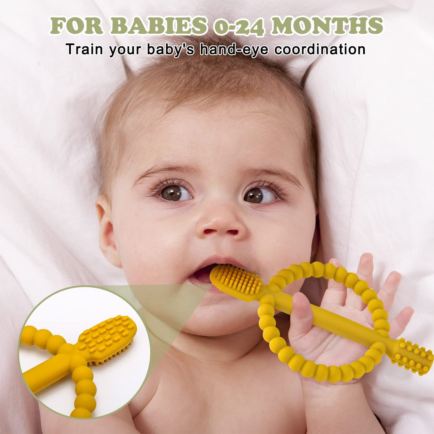 Baby Teething Toys with Easy-Hold Handle, Silicone Infant Toothbrush, Textured On Both Sides Helps