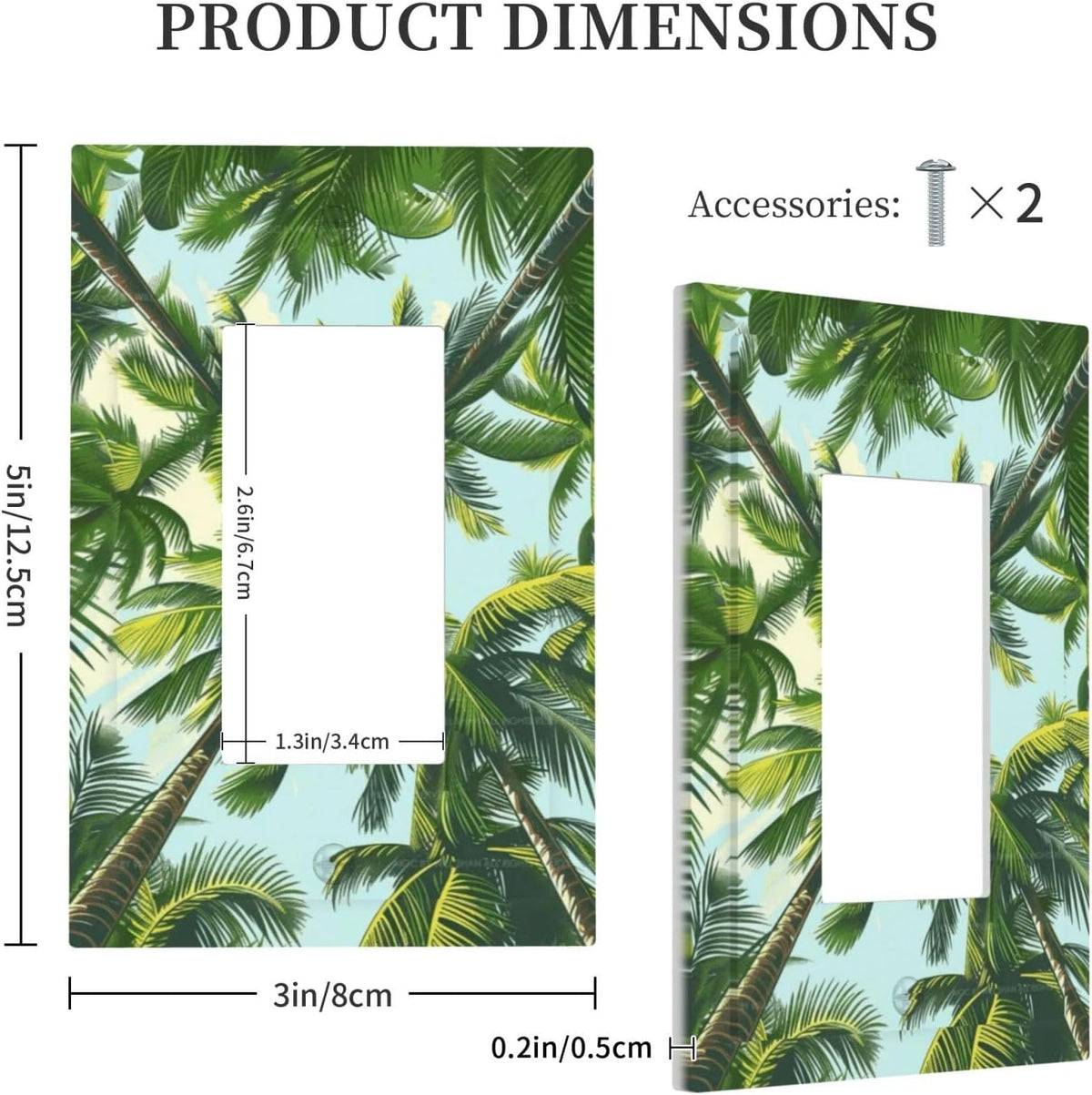 Summer Sky Coconut Palms Trees Green Plants Leaf Decorative Outlet Covers 1 Gang Single Rocker