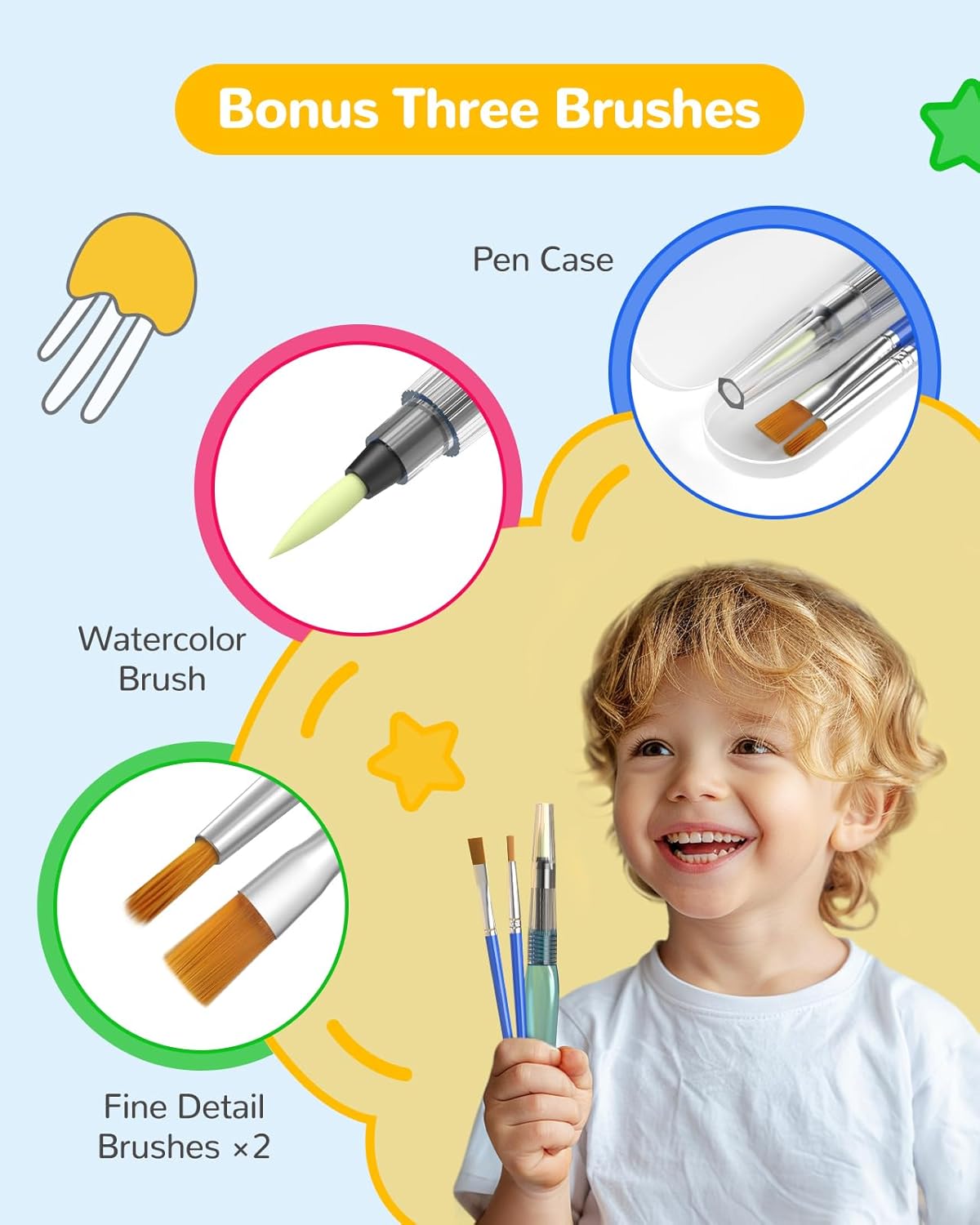 TECJOE Paint with Water Coloring Books for Toddlers, Marine Animal Series Watercolor Set with 3