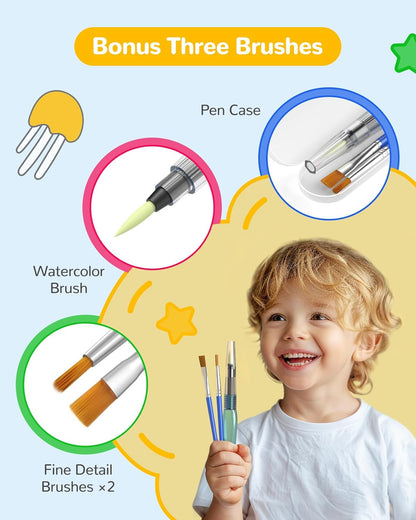 TECJOE Paint with Water Coloring Books for Toddlers, Marine Animal Series Watercolor Set with 3