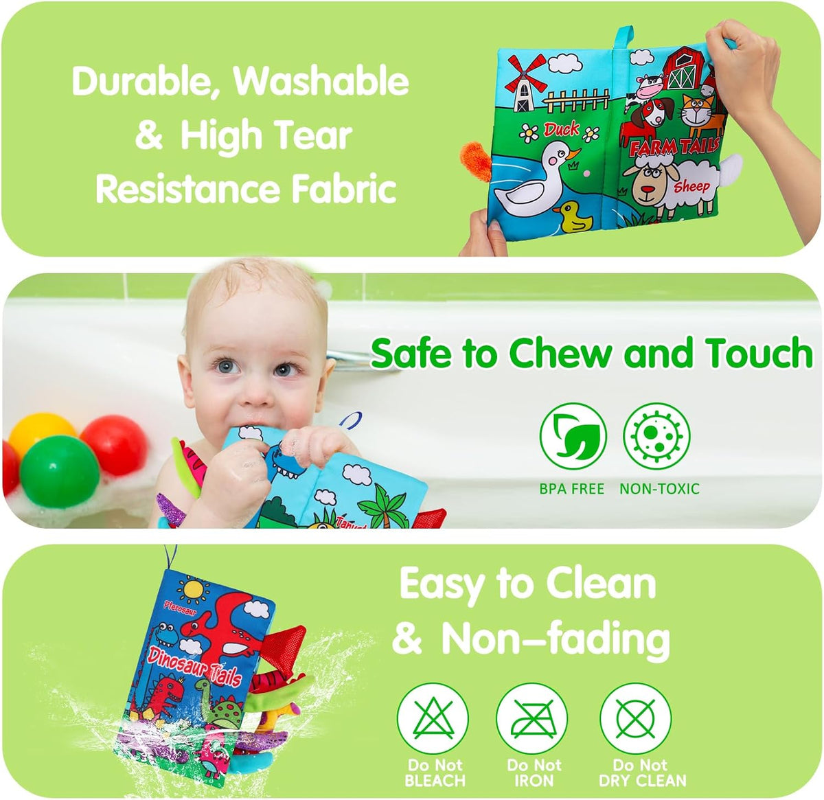 2 PCS High Contrast Crinkle Baby Books 0-6 Months Interactive Sensory Baby Toys 9-12 Month