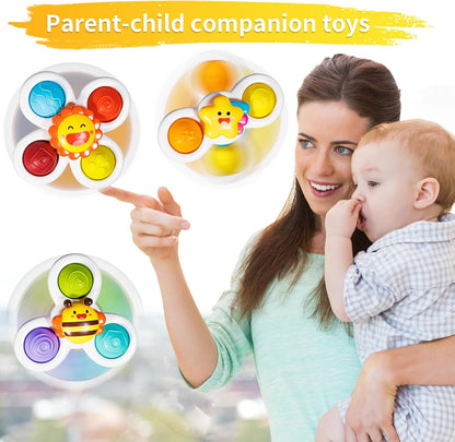 ALASOU 3PCS Pop Suction Cup Spinner Toys for 1 Year Old Boy Girl|Novelty Spinning Tops Toddler Toys