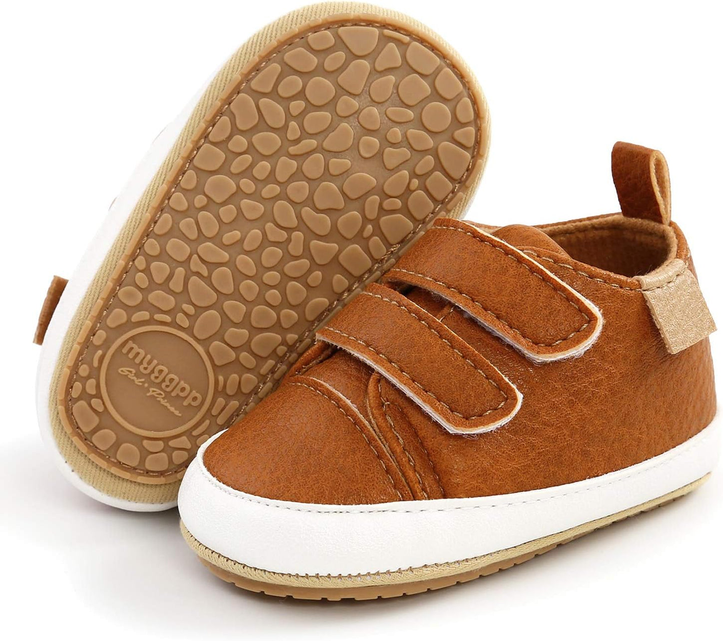 SOFMUO Baby Boys Girls High Top Ankle PU Leather Sneakers Soft Rubber Sole Infant Moccasins Newborn