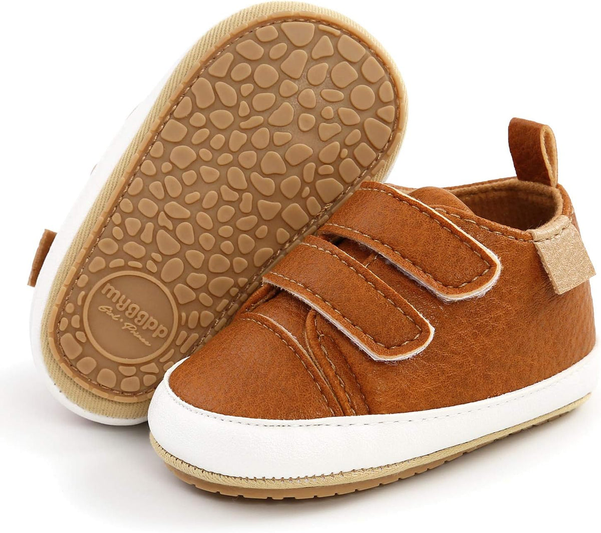 SOFMUO Baby Boys Girls High Top Ankle PU Leather Sneakers Soft Rubber Sole Infant Moccasins Newborn