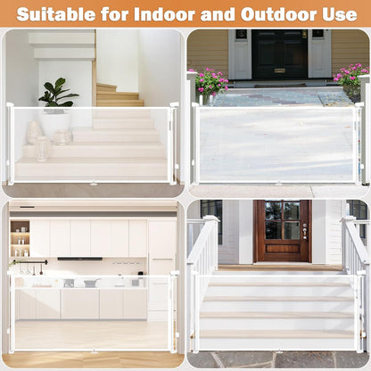 Retractable Baby Gates Dog Gate for Stairs, 55" Wide Mesh Baby Gate Pet Gate for The House, 34"