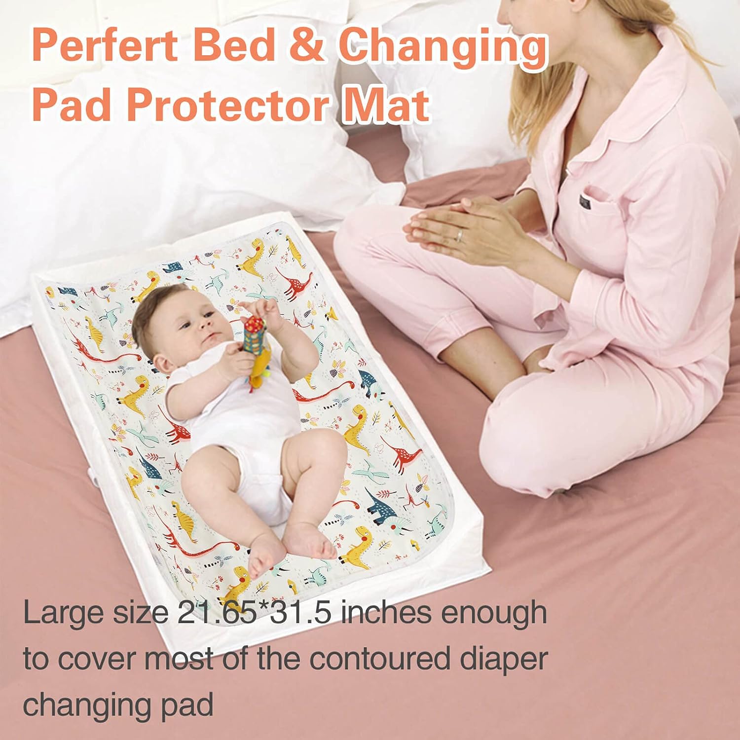 Baby Diaper Changing Pad, 21 5/8" x 31.5" Waterproof Changing Pad Liners 2Pack - Reusable Soft and