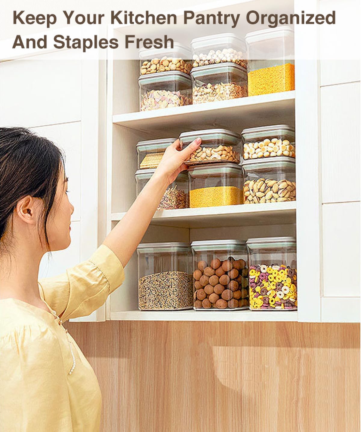 Pop Food Storage Containers Set Airtight Food Storage Containers with Pop Lids, Kitchen Pantry