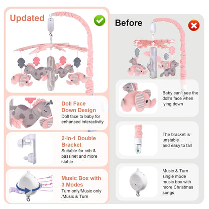 Upgraded Blublu Park Musical Mobile for Crib, Baby Crib Mobile with Hanging Rotating Toys Woodland