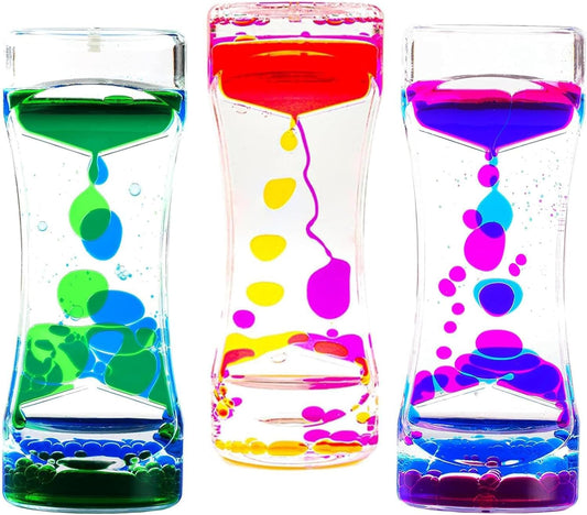 3 Pack Calming Liquid Motion Bubbler, Hourglass Type Bubbler Timer Sensory Toys for Children with