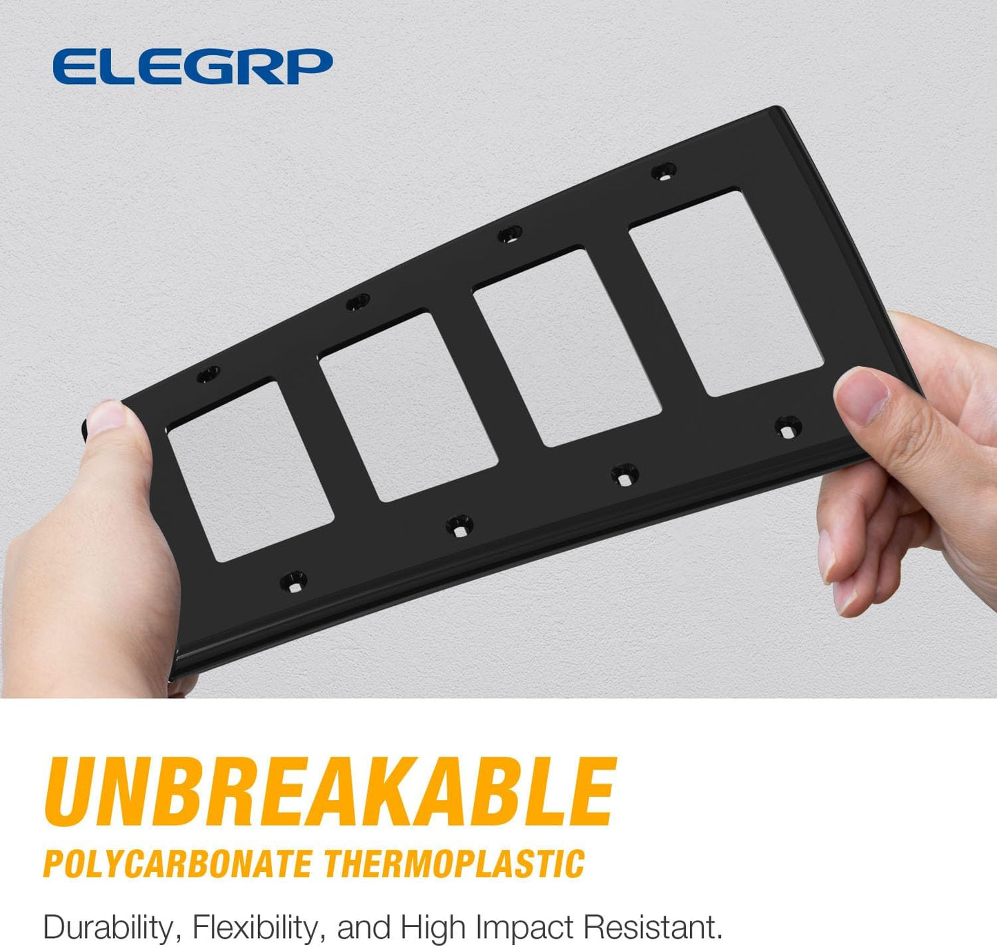 ELEGRP 4-Gang Decorative Wall Plates, Mid-Size 4.88" H x 8.57" L Unbreakable Thermoplastic