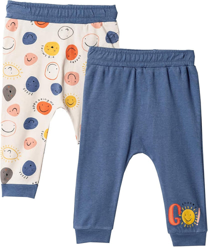 Toddler and Baby Unisex Pants 2-Pack -Baby Pants 0-3 Months to 18-24 Months Baby Cotton Sweatpants