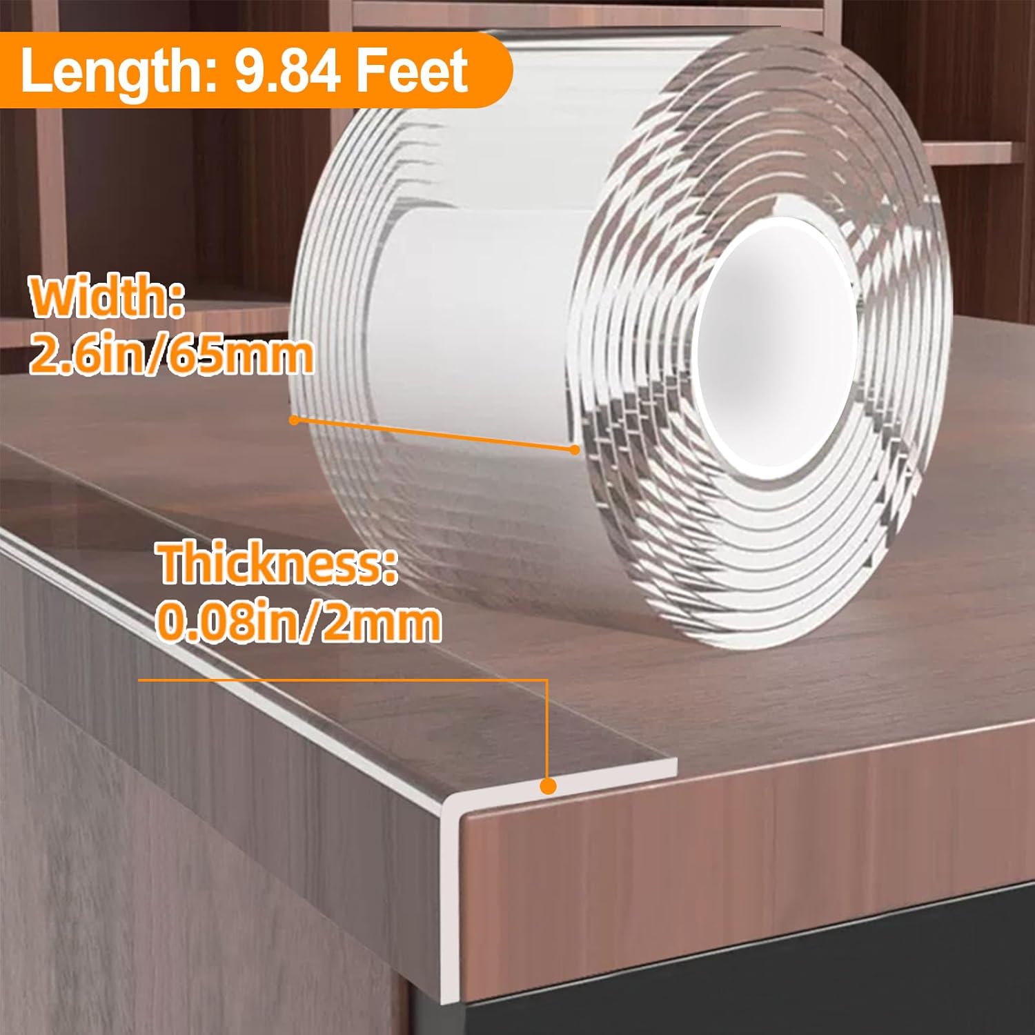 2.6 in x 9.84 FT,Clear Soft Corner Protectors for Furniture Strip,Sharp Edge & Table Bumper,Window