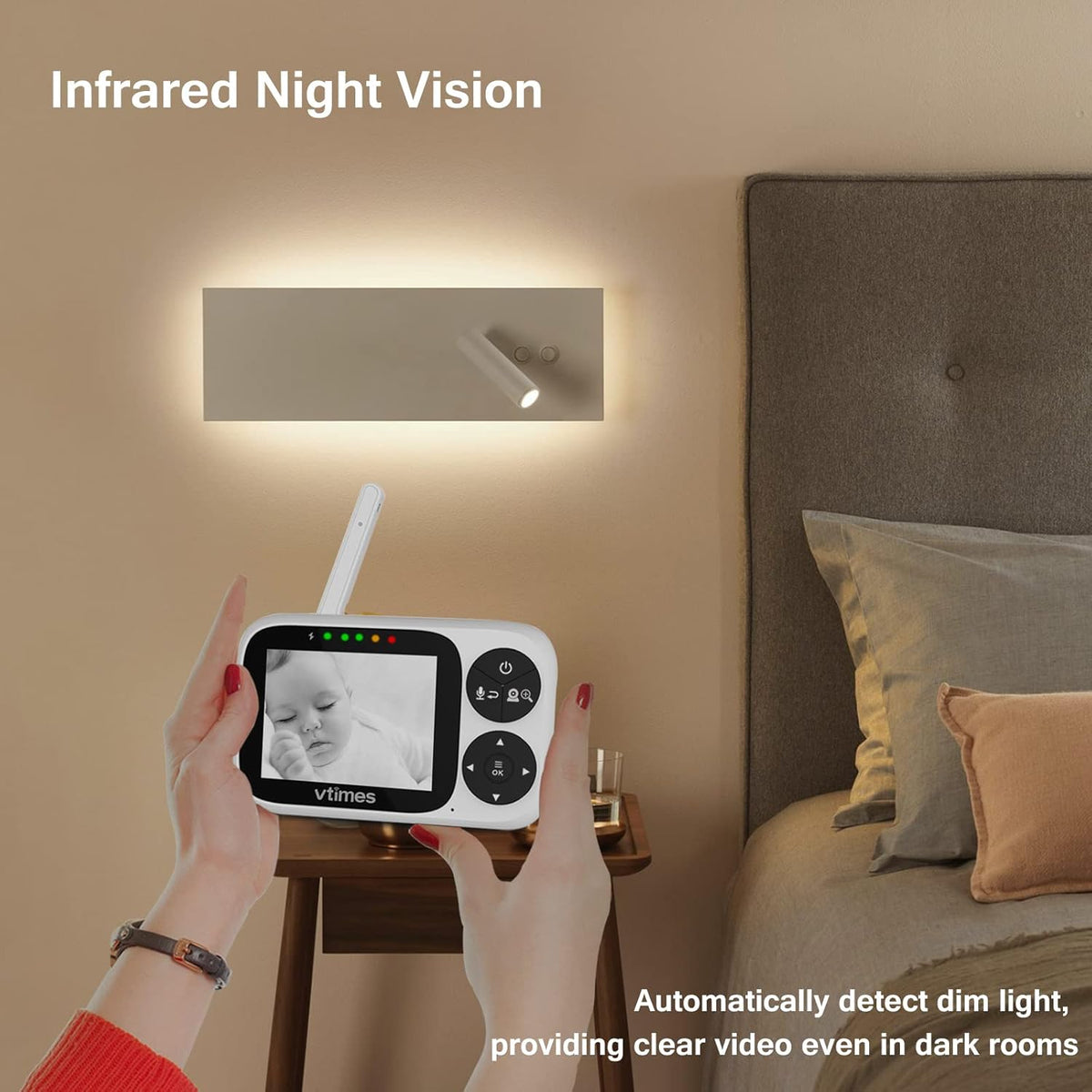 Baby Monitor with Camera and Audio, 3.2" IPS Screen Video Baby Monitor No WiFi Night Vision
