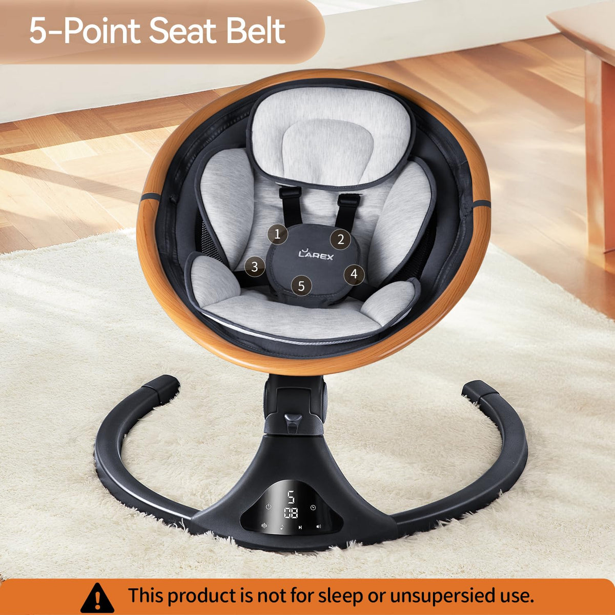 LAREX Baby Swing to Toddler Electric Infant Swing Portable for Newborn Boy Girl, 5 Sway Speeds with